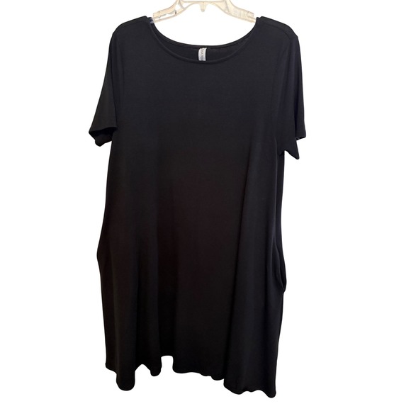 Zenana Premium XL Black T Shirt Dress Casual Short Sleeve Pockets Soft Stretchy - Picture 1 of 4